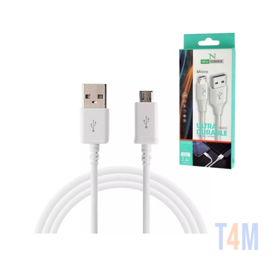 CABLE DE DATOS MICRO NEW SCIENCE NS-118 2.4A 1M BLANCO
